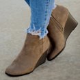 thumbnail image 4 of Mikilon Bottines Courtes pour Femmes en Suède à Talons Compensés avec Fermeture Éclair, Couleur Unie, Bout Rond, 4 of 7