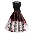 thumbnail image 1 of Robe Gothique de Sorcière Halloween Femme Sans Manches Imprimé Effrayant Tunique Décontractée Robe de Soirée Grande Taille Élégante et Stylée, 1 of 3