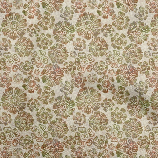 oneOone Cotton Poplin Olive Green Fabric Floral Craft Projects Decor Fabric Printed By The Yard 56 Inch Wide