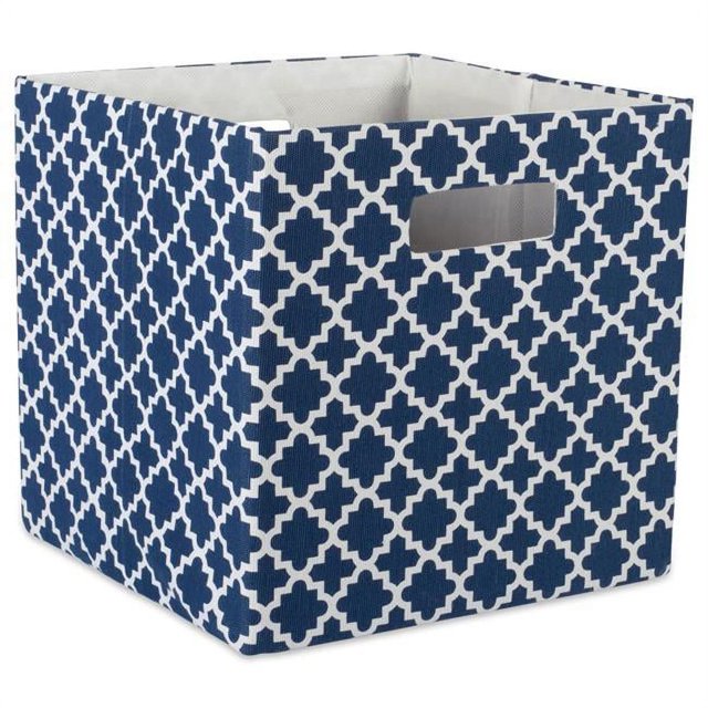 Design Imports CAMZ37894 Cube de Rangement Carré en Polyester à Treillis 13 x 13 x 13 Po, Bleu Nautique
