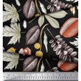 thumbnail image 2 of Soimoi Poly Georgette Fabric Berries,Oak Chestnut Leaves Printed Fabric 1 Yard 42 Inch Wide, 2 of 3
