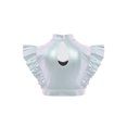 thumbnail image 4 of Hansber Kids Girls Ruffle Crop Tops Shiny Mesh Patchwork Hip Hop Street Dance Tops Performance Costume Silver 8, 4 of 5