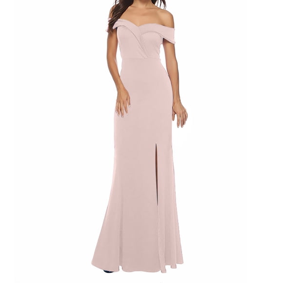 Meichang Wedding Dresses for Bride 2024 Fashion off Shoulder High Slit Mermaid Evening Dresses Slim Solid Maxi Dresses Prom Cocktail Party Gowns Formal Dresses for Women