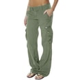 thumbnail image 4 of LUOGENLI Pantalon Décontracté pour Femme Pantalon Rétro Français à Jambe Grand pour Femme Poche Décontracté Ample à Jambe Droite Pantalon de Travail pour Femme Pantalon Habillé Décontracté pour Femme Extensible Vert TP, 4 of 8
