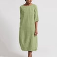 thumbnail image 1 of TIMIFIS Robe en Coton et Lin pour Femme Décontractée Ample Robe d'Été Longue Robe à Manches Courtes Robes Maxi Été Grande Taille Robe de Plage Été, 1 of 6