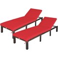 thumbnail image 3 of Gymax 2PCS Adjustable Patio Rattan Chaise Lounge Chair Recliner Outdoor w/ Red Cushion, 3 of 10