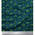thumbnail image 1 of Soimoi Blue Silk Fabric Elk & Deodar Cedar Tree Print Sewing Fabric Yard 42 Inch Wide, 1 of 3