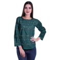 thumbnail image 2 of Moomaya Printed Button Placket Full Sleeve Top Round Neck WoMen's Casual Summer Tunic, 2 of 5