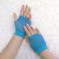 thumbnail image 5 of Unique Bargains Gants Résille Sans Doigts Extensibles Longueur Poignet pour Femmes 2 Paires Bleu Ciel, 5 of 5