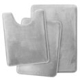 thumbnail image 3 of Set of 3 Clara Clark Bath Mat Bathroom Rug - Absorbent Memory Foam Bath Rugs - Non-Slip, Thick, Cozy Velvet Feel Microfiber Bathrug - Silver - Large 20"x32" - Small 17"x24" - Contour 24"x20", 3 of 6