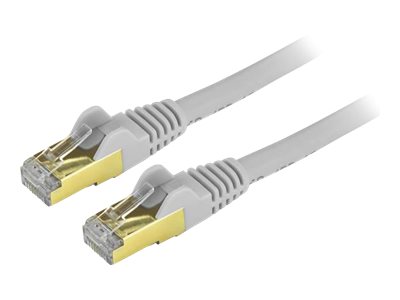 STP CAT 6A 10 GbE RJ-45 CAT6A Fluke TIA Câble Réseau de 12 Pi, Cordon de Raccordement RJ45 100W PoE Blindé de 10 Gigabits, Câble Réseau avec Soulagement de la Déformation, Gris, Câblage Certifié / UL / - Catégorie 6A - 26AWG (C6ASPAT12GR) - Câble de Raccordement - (M) à RJ-45 (M) - 12 Pi