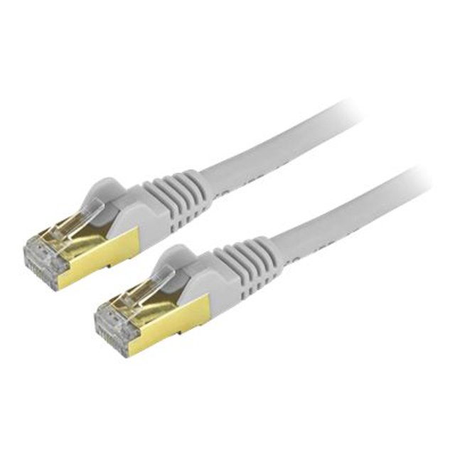 STP CAT 6A 10 GbE RJ-45 CAT6A Fluke TIA Câble Réseau de 12 Pi, Cordon de Raccordement RJ45 100W PoE Blindé de 10 Gigabits, Câble Réseau avec Soulagement de la Déformation, Gris, Câblage Certifié / UL / - Catégorie 6A - 26AWG (C6ASPAT12GR) - Câble de Raccordement - (M) à RJ-45 (M) - 12 Pi