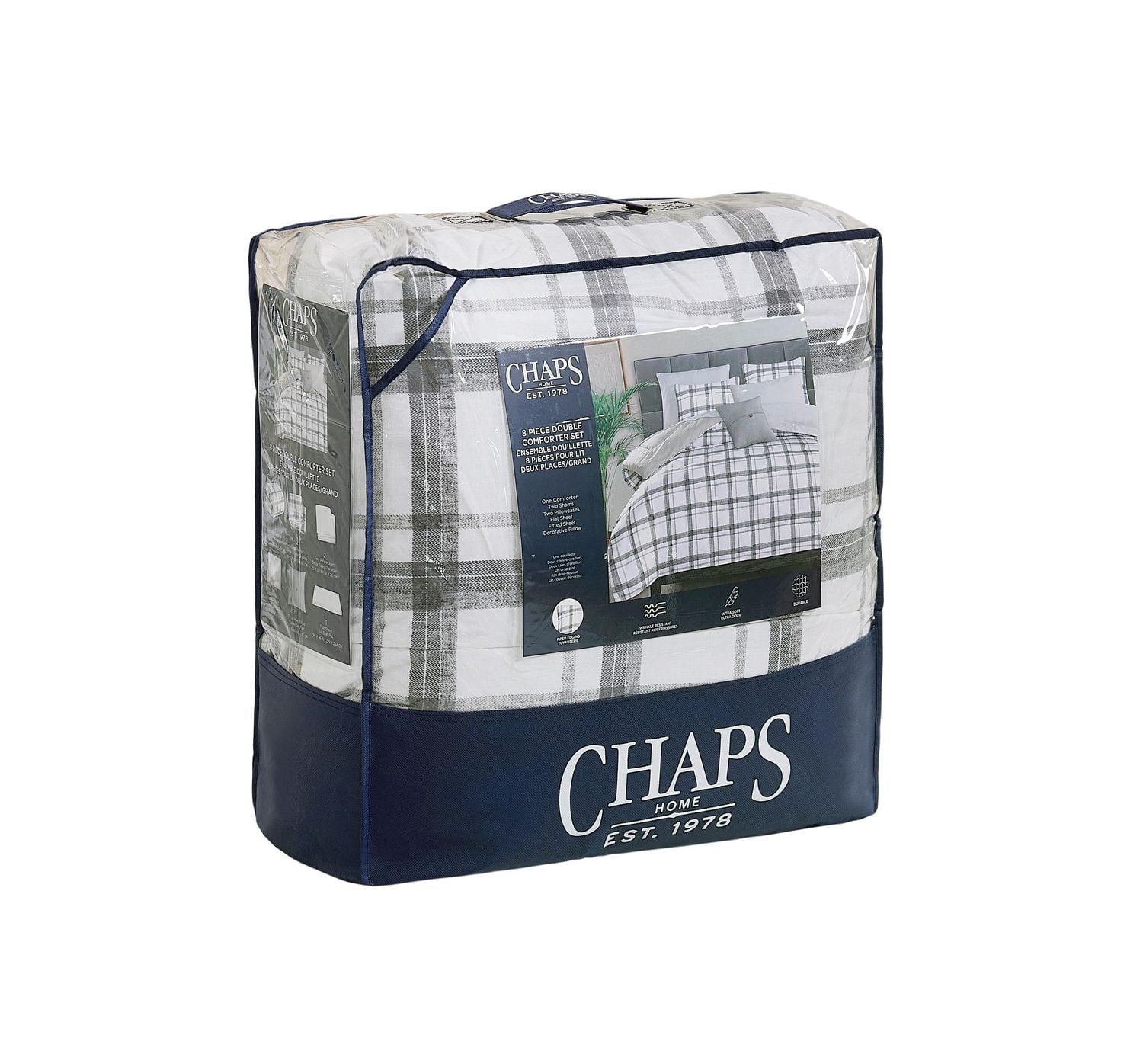 Chaps 8pc Comforter Set Grey Double/Queen
