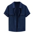 thumbnail image 1 of Summer Men's Heavy Design Corduroy Jacquard Short Sleeve Shirt - Christmas Pattern, Linen Fabric, Suitable for Daily/Work Wear, 1 of 3