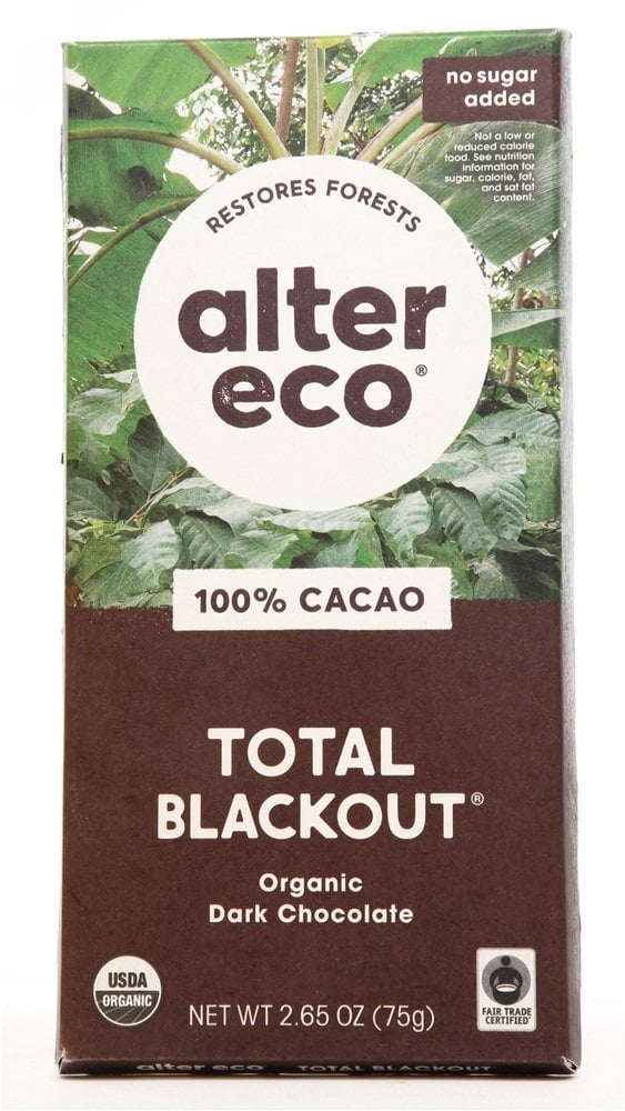 Alter Eco - Organic Dark Chocolate 100% Cacao Total Blackout - 2.65 oz.