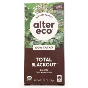 Alter Eco - Organic Dark Chocolate 100% Cacao Total Blackout - 2.65 oz.