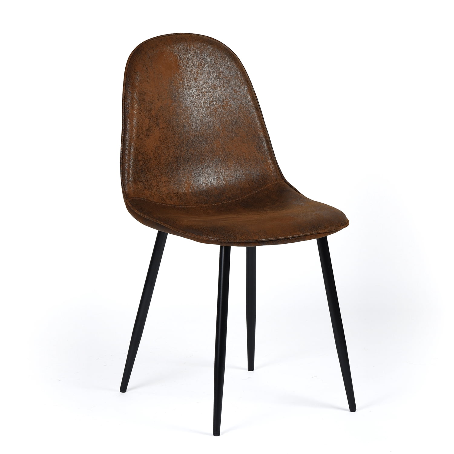 Homy Casa Kitchen Dining Chairs Set of 4, Brown Faux Suede Café Chairs with Metal Legs