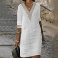 thumbnail image 1 of Weiqiqre Robes Fantaisie pour Femmes Offres Mode Femmes Été Décontracté Col en V Couleur Unie Robe à Manches Courtes, 1 of 5