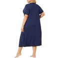 thumbnail image 3 of Agnes Orinda Nuisettes pour Femmes Grande Taille Fête des Mères Col Rond Manches Courtes Robe de Nuit Imprimé Chats Pyjamas Détente Maison avec Poche 4X Bleu Marine, 3 of 8