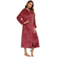 thumbnail image 2 of AherBiu Robes for Women Zipper Front Lightweight Sherpa Soft Bathrobe Plush Warm Winter Robe with Hood, 2 of 6