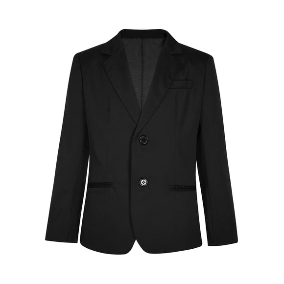 TiaoBug Boys Blazer Kids Long Sleeve Suit Jacket Notched Lapel Two Button Tuxedo Coat School Outerwear Black 6