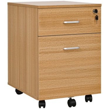 Vinsetto Locking 2 Drawer File Cabinet Rolling Filing Cabinet with Wheels