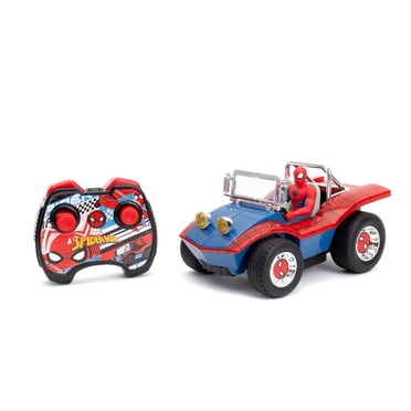 Jada Spider-Man Buggy RC with Non-Removable Spider-Man Figure – 7", Turbo Button, Full-Function Remote Control, Ages 6+, Red/Blue