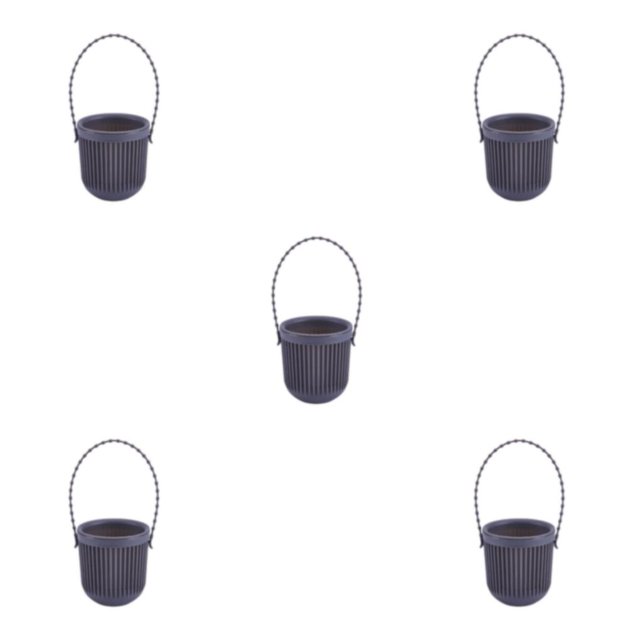 Transemion ABS Decorate With Lightweight Planter With Removable Strape And Wall-Mount Option Inner Layer Hollowed Out For Better Black 8.7*9.5*20.5cm 5Set