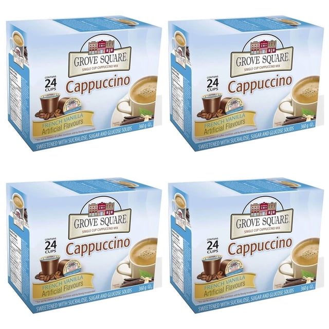 Grove Square Cappuccino Vanille Française Capsules de Café K-Cup - 96 Unités (4 Boîtes de 24 K-Cups)