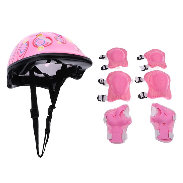 Ensemble de 7 Pcs pour Enfant avec Genouillères, Coudières et Protège-Poignets Rose