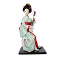 thumbnail image 1 of 12" Japanese Geisha Collectible Figurine Lady Statuette for Home Table Shelf Red and Light Green, 1 of 8