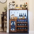 thumbnail image 4 of PIONEERWORKS 3-Tier Wine Bar Cabinet with Detachable Wine Rack and Storage Space, Buffet Cabinet with Glass Holder and Mesh Door, Sturdy MDF Construction for Dining Room Bar & Kitchen, 4 of 9