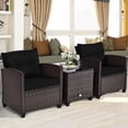 thumbnail image 4 of Giantex 3 Pieces Patio Furniture Set, PE Rattan Wicker 3 Pcs Outdoor Sofa Set w/Washable Cushion and Tempered Glass Tabletop, Conversation Furniture for Garden Poolside Balcony (Black), 4 of 10