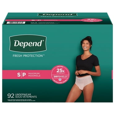 Depend Fresh Protection sous-Vêtements d'Incontinence pour Femmes Adultes, Petit - Blush, 92 ct.