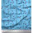 thumbnail image 1 of Soimoi Blue Poly Georgette Fabric Rocket & You Are My Everything Text Print Fabric by Yard 52 Inch Wide, 1 of 3