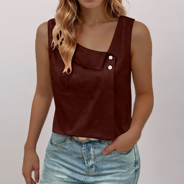 Liquidation d'Économies! BEFOKA T-Shirt Grande Taille pour Femmes, Blouse Décontractée d'Été pour Femmes, Débardeur Sans Manches à Col Rond Uni d'Été pour Femmes
