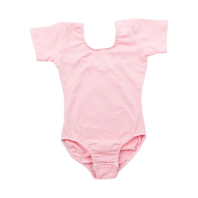transemion Ensemble de Danse Extensible pour Enfants, Doux pour la Peau, Classique, Col Rond, Justaucorps Combinaison, Tenue de Danse Douce, Costume, Léotard, Rose, 4TG