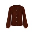thumbnail image 5 of Women Solid Cropped Cardigan Sweater Lantern Sleeve Ruffle Lapel Collar Button Down Knit Outerwear Green M, 5 of 5