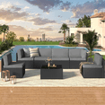 thumbnail image 1 of YODOLLA 7-Piece Patio Furniture Set, Black Rattan Wicker Sectional Sofa Couch Outdoor Conversation Set with Table In Gray, 1 of 9