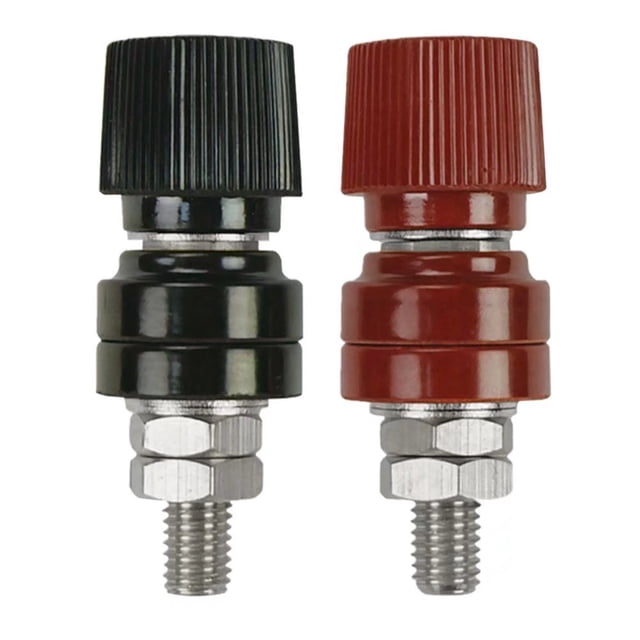 5/16" Copper Battery Terminal Stud Connector, Ampper Remote Battery Binding Post Junction Post Block Terminal Kit, Pack of 2 (Red and Black)