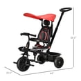 thumbnail image 3 of Qaba Tricycle pour Enfants 4 en 1 Tricycle avec Siège Réversible à Angle Ajustable Poignée Amovible Auvent Main Courante Ceinture Rangement Repose-Pieds Frein Embrayage pour 1-5 Ans Rouge, 3 of 9
