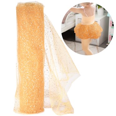 Glitter Tulle Fabric Rolls, 54 Inches x 10 Yards Golden Glitter Tulle Rolls, Netting Fabric Sequin Tulle Bolt for Tutu Skirts, Sewing DIY Crafts, Birthday Wedding Party Decoration