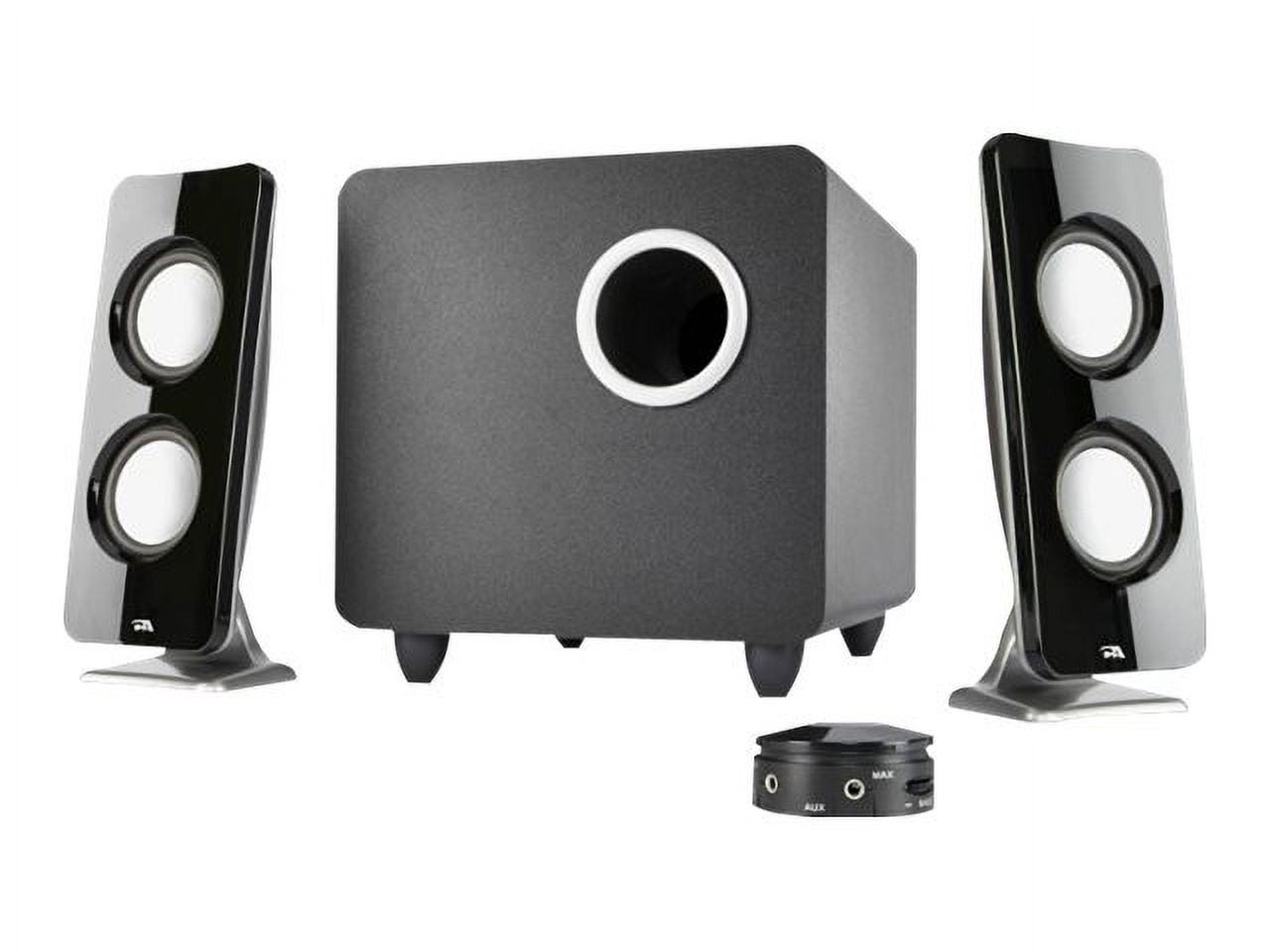 Cyber Acoustics CA-3610 3pc 62W (total) 2.1 Channel Speaker System with Subwoofer and Control Pod, Full Stereo Sound, Black