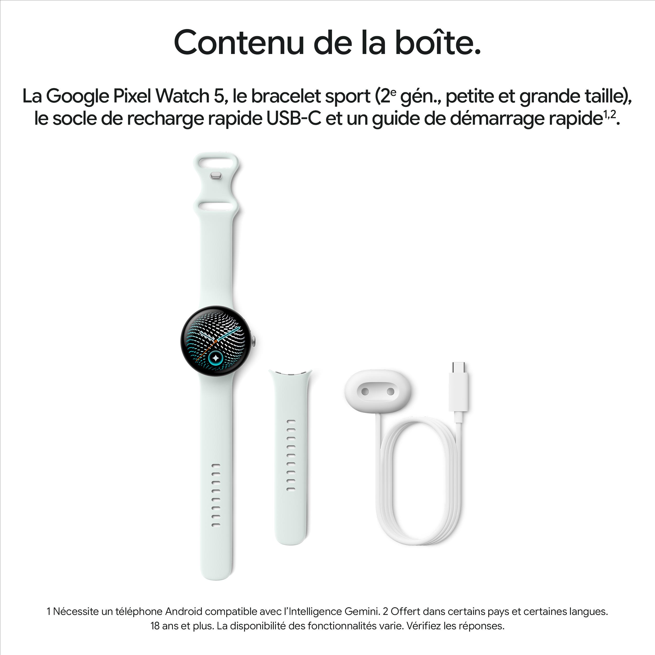 Google Pixel Watch 5, (45mm) Matte Black Aluminum Case with Obsidian Active Band (2nd gen)
