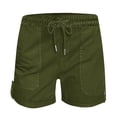 thumbnail image 3 of Plebaso Summer Womens Shorts Casual Drawstring Roll up Shorts Loose Solid Color Beach Shorts with Pockets, 3 of 5
