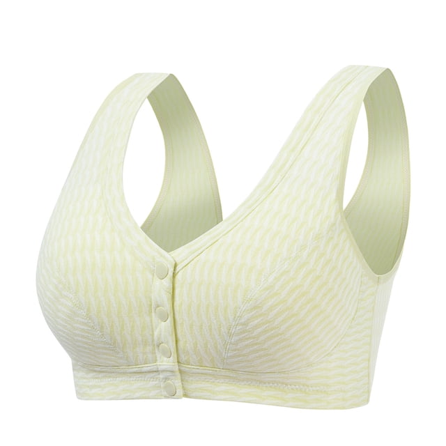 Besolor Plus Size Bras for Women Button Front Closure Wirefree Bralettes High Support Full Coverage Underwear