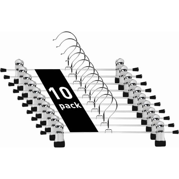 Pants Hanger Trouser Hangers Space Saving Skirt Hangers with Clips Pant Hangers Adjustable Coat Suit Skirt Hangers Heavy Duty Chrome Clothes Hangers Clothes Hook