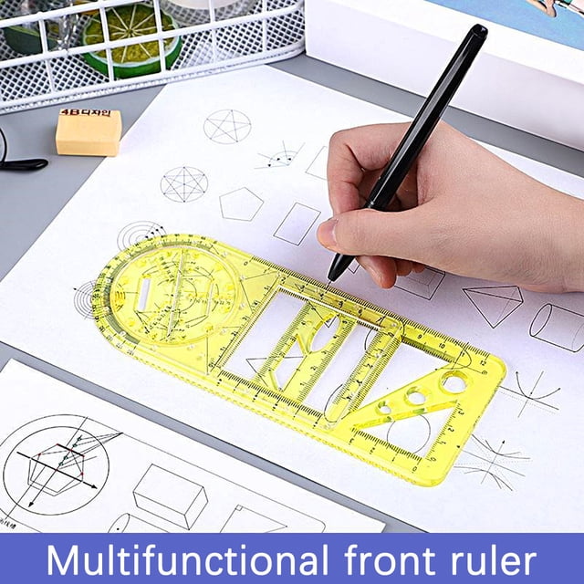 TopLLC Règle de Mathématiques en Plastique, Gabarit de Dessin Actif Rotatif Multifonction, Couleurs Assorties