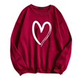 thumbnail image 2 of Bmisegm Mode Chandail Chaud pour Femmes Décontracté à Manches Longues Col Rond Doux T-Shirt Imprimé Cœur d'Amour Chandails d'Hiver pour Dames Hauts Chandail pour Femmes Rouge TTG, 2 of 5