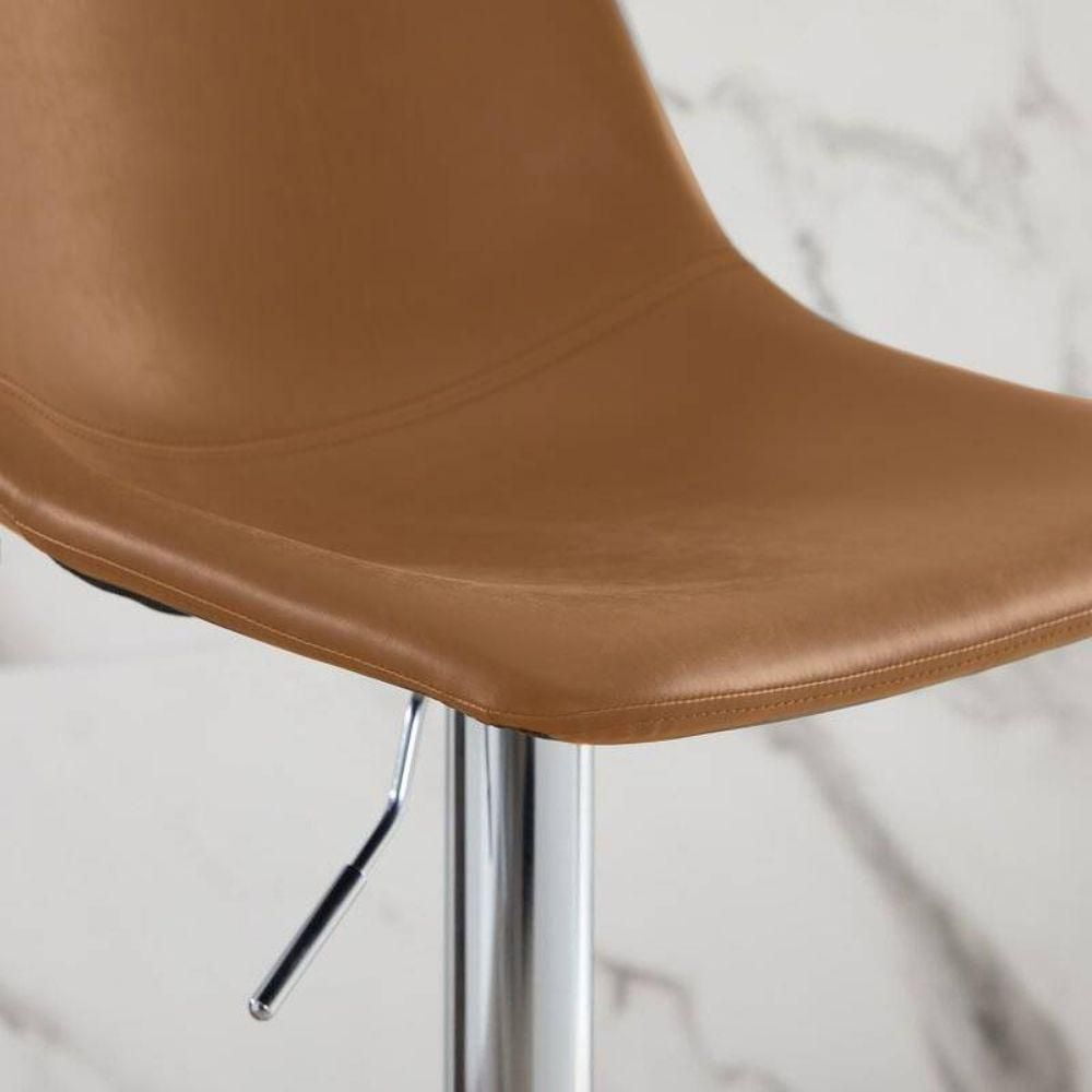 Tabouret Réglable en Cuir PU Boomer en Noir, Base Chromée Brillante, Tabouret Pivotant Réglable pour la Cuisine, Tabouret d'île Ensemble 2